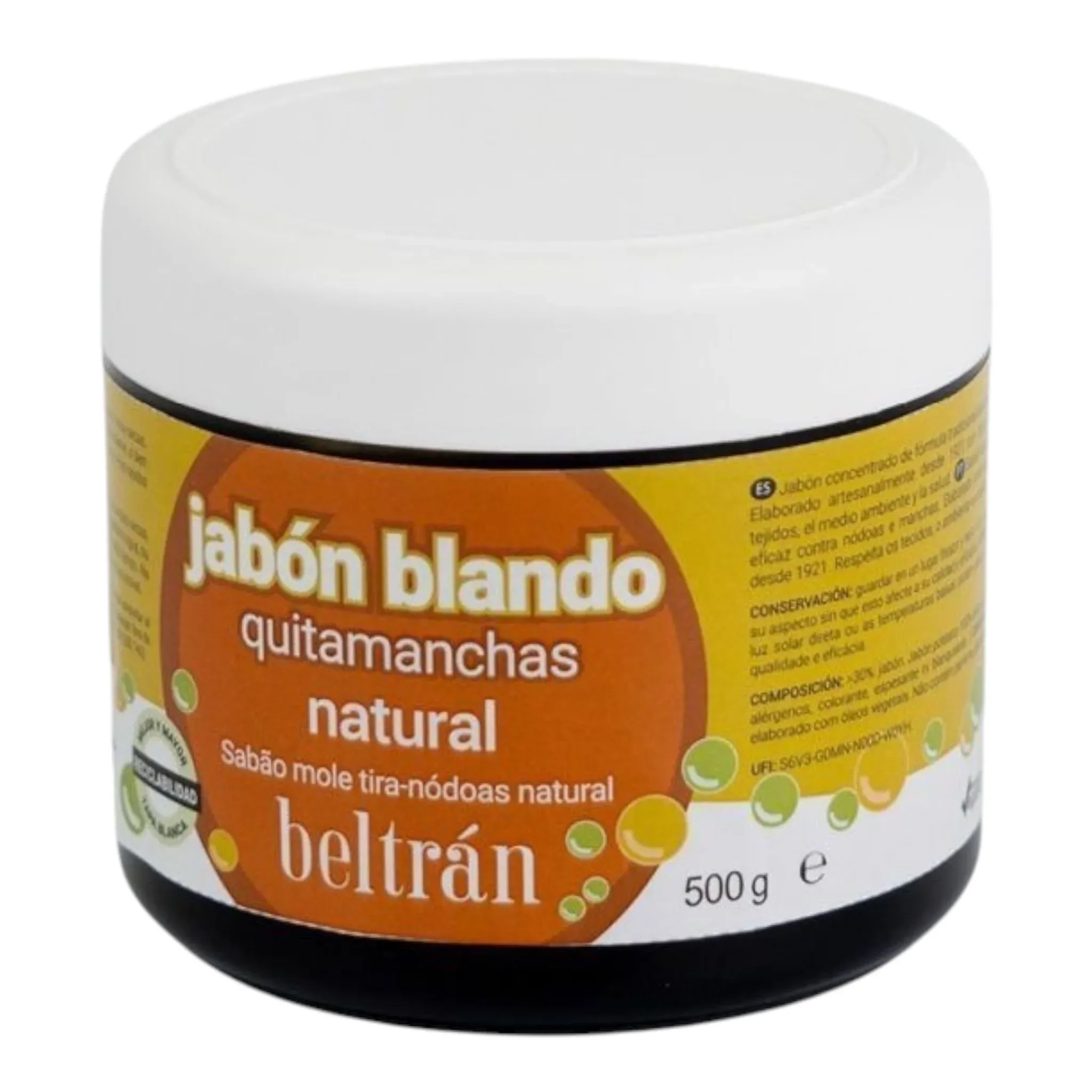 Jabón blando quitamanchas natural
Jabón líquido natural para eliminar manchas difíciles o rozaduras sin dañar los tejidos 500 gr - Imagen 2
