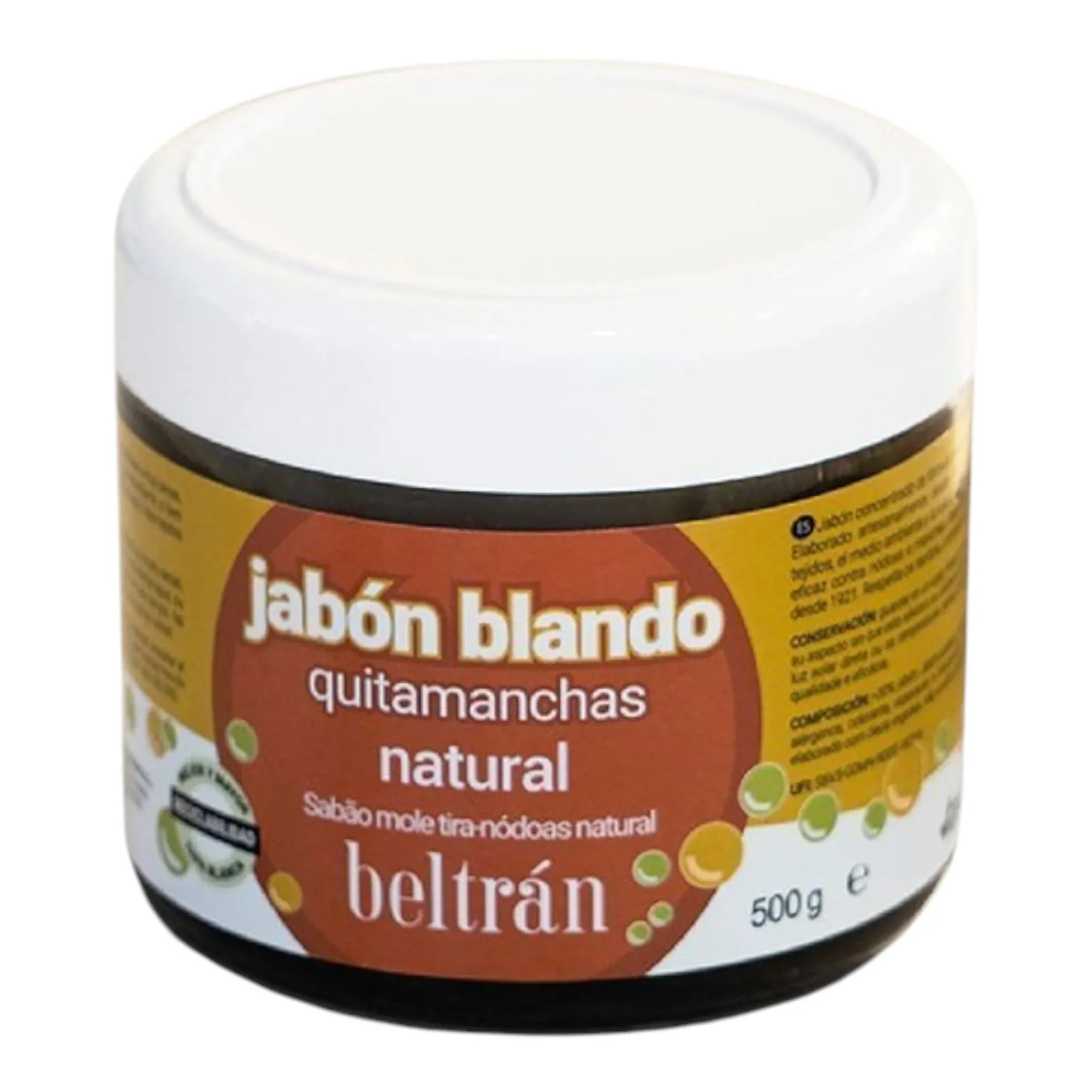 Jabón blando quitamanchas natural
Jabón líquido natural para eliminar manchas difíciles o rozaduras sin dañar los tejidos 500 gr